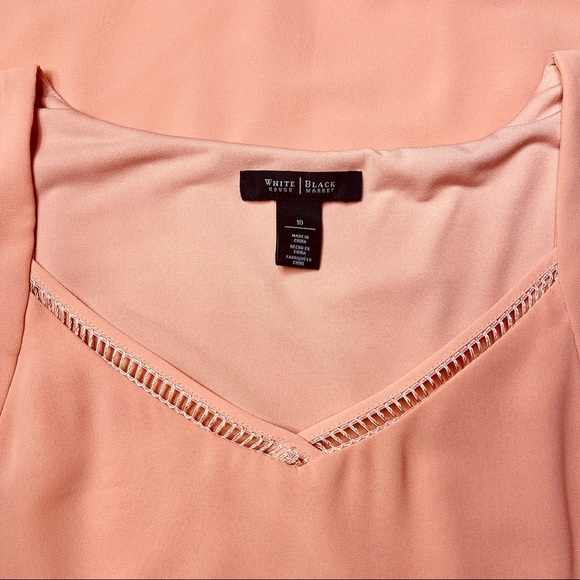 White House Black Market Asymmetrical Popover Dress Orange Peach 10 Medium - Picture 10 of 13